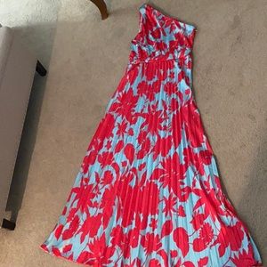SHEIN Red and Blue Floral Maxi Dress